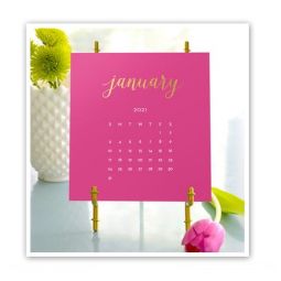 Bright Colors Foil Pressed Calendar with Easel
