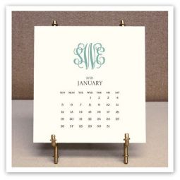 Monogram Calendar with Goldtone Easel