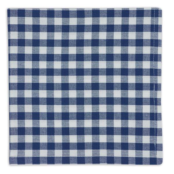 Navy & White Check Napkins Set 4