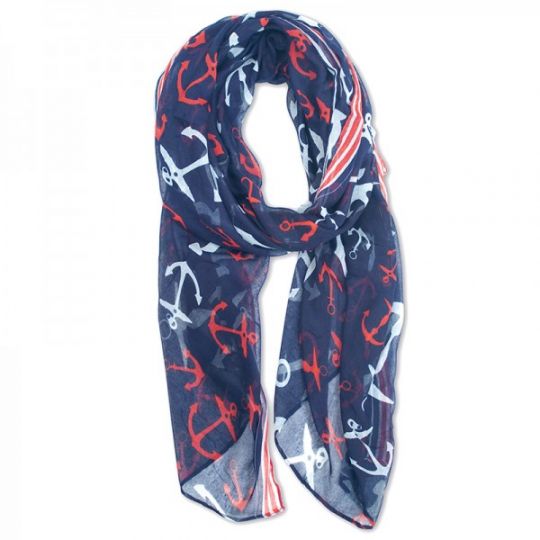 red blue and white scarf