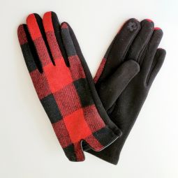 Red & Black Buffalo Check Gloves