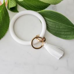 Tassel Bracelet Key Ring - White