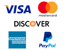 Visa, Mastercard, American Express, Discover, Paypal
