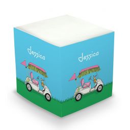 Pink Golf Cart Sticky Memo Cube