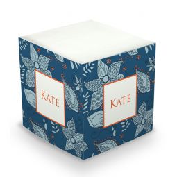 Blue Flowers Sticky Memo Cube
