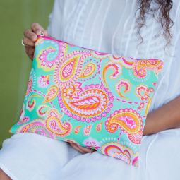 Pink & Aqua Paisley Zip Pouch