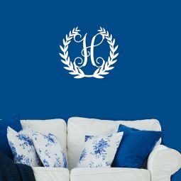Initial Wreath Wood Monogram