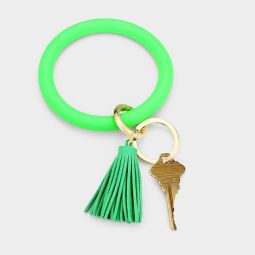Tassel Bracelet Key Ring - Bright Green