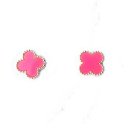 Hot Pink Clover Stud Earrings