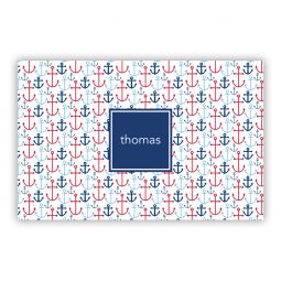 Happy Anchors Blue Laminated Placemat by Boatman Geller