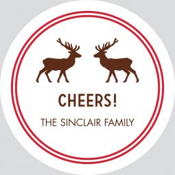 Reindeer Round Stickers Set of 24