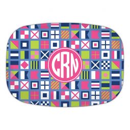 Nautical Flags Pinks Melamine Platter