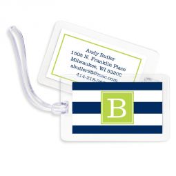 Navy Awning Stripe Luggage Tags Set 4