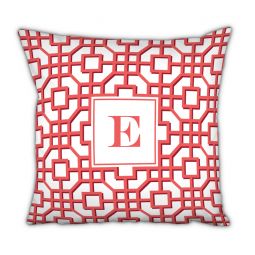 Fret Coral Monogram Pillow by Boatman Geller