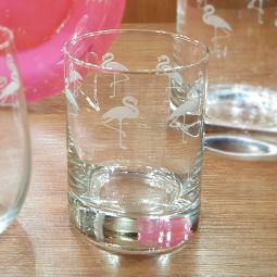 Flamingos Double Old-Fashioned Glasses Set 4