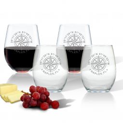 GPS Coordinates Stemless Wine Set 4