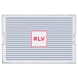 Rope Stripe Navy & Red Large Lucite Tray