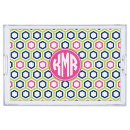 Maggie Lime & Navy Large Lucite Tray