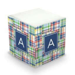 Madras Patch Blue Sticky Memo Cube