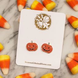 Jack O'Lantern Enamel Stud Earrings