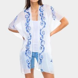 Blue Embroidered Kimono