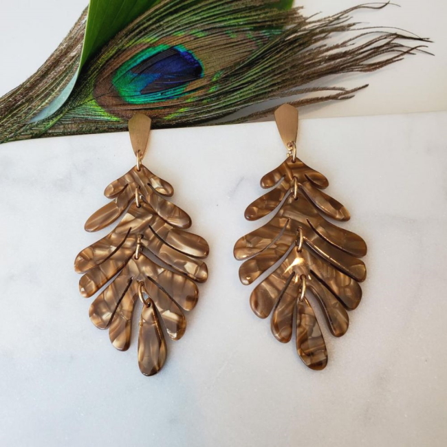 Brown Leaf Acrylic Earrings