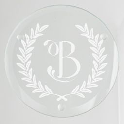 Wheat Leaf Initial Glass Coasters Set 4