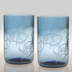 Blue Fish Tumblers Set 4