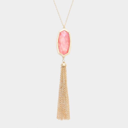 Pink tassel necklace sale