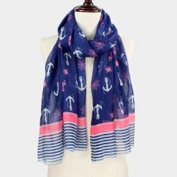 Pink & Navy Nautical Scarf